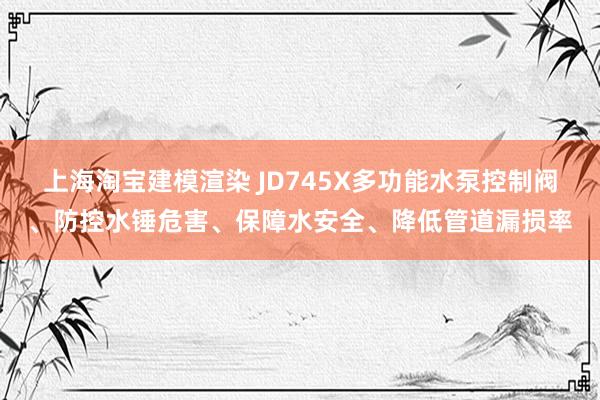 上海淘宝建模渲染 JD745X多功能水泵控制阀、防控水锤危害、保障水安全、降低管道漏损率